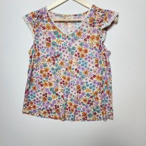 Greige Women's Floral Cap Sleeve Blouse Medium